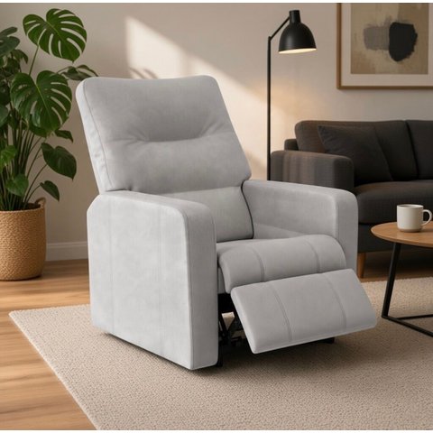 Poltrona do Papai Reclínavel Matrix Suede - Élpis Móveis - Cinza