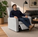 Ver imagem 2 de Poltrona do Papai Reclínavel Matrix Suede - Élpis Móveis - Cinza