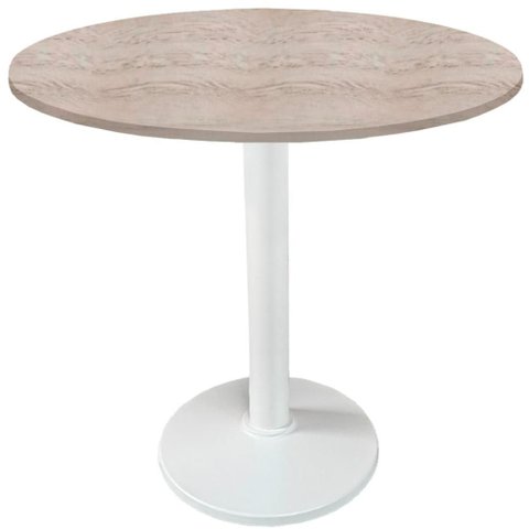 Mesa Zeta Ferro Branco 75 Cm (alt) Disco Redondo Tampo Mdp Redondo 80 Cm Larg X 2,5 Cm Alt