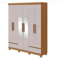 Guarda Roupa 6p. Abrir 4g Lopas Zeus C/esp e C/pes Amendoa Clean / Off White - 1
