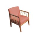 Ver imagem 2 de Kit 02 Poltronas Barcelona Suede Coral Com Corda Náutica Champagne Base Fixa de Madeira - D’Rossi