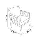 Ver mais imagens de Kit 02 Poltronas Barcelona Suede Coral Com Corda Náutica Champagne Base Fixa de Madeira - D’Rossi