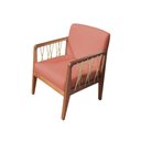 Ver imagem 3 de Kit 02 Poltronas Barcelona Suede Coral Com Corda Náutica Champagne Base Fixa de Madeira - D’Rossi