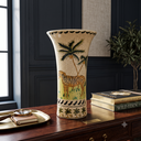 Ver imagem 2 de Vaso Decorativo Cerâmica Craquelada Pintado À Mão Zebra e Palmeiras 31,5cm Columbus Gold