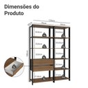 Ver imagem 4 de Armário Estante Multiuso Organizador 2 Gavetas 9 Prateleiras 129cm Rustic/preto Madesa