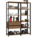 Ver imagem 3 de Armário Estante Multiuso Organizador 2 Gavetas 9 Prateleiras 129cm Rustic/preto Madesa