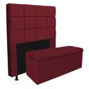 Ver imagem 1 de Kit Cabeceira + Calçadeira Baú Espanha 100cm Solteiro para Cama Box Suede Vermelho - Gat Magazine