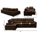 Ver imagem 2 de Sofá de Canto Retrátil e Reclinável com Molas 3,00x2,00 Esq Viena Suede Marrom Mirra Decor