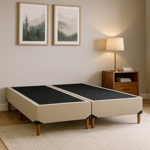 Base Box Queen com 12 Pés em Madeira