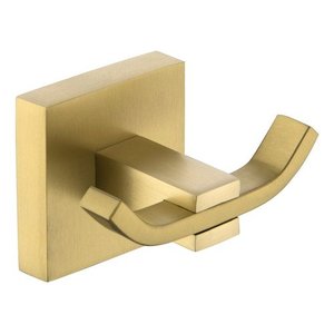 Cabide Duplo Dourado Fosco Quadrado em Aço Inox