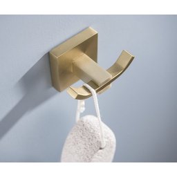 Cabide Duplo Dourado Fosco Quadrado em Aço Inox - 4