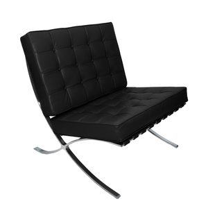 Poltrona Barcelona Base Inox Couro Natural Legitimo:Preto