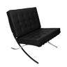 Poltrona Barcelona Base Inox Couro Natural Legitimo:Preto - 1
