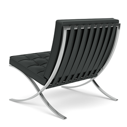 Poltrona Barcelona Base Inox Couro Natural Legitimo:Preto - 6