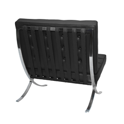 Poltrona Barcelona Base Inox Couro Natural Legitimo:Preto - 3