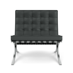 Poltrona Barcelona Base Inox Couro Natural Legitimo:Preto - 5