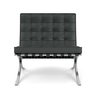 Poltrona Barcelona Base Inox Couro Natural Legitimo:Preto - 5