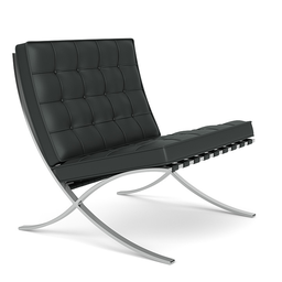 Poltrona Barcelona Base Inox Couro Natural Legitimo:Preto - 4