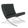 Poltrona Barcelona Base Inox Couro Natural Legitimo:Preto - 4
