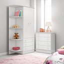 Ver imagem 2 de Conjunto Infantil Doce Sonho Guarda-roupa 2 Portas Cômoda 4 Gavetas Mdp Branco Qmovi