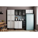 Ver imagem 1 de Cozinha Modulada Completa Múltipla 4pçs (2 Armários Balcão Paneleiro) C4p77 Branco/preto -