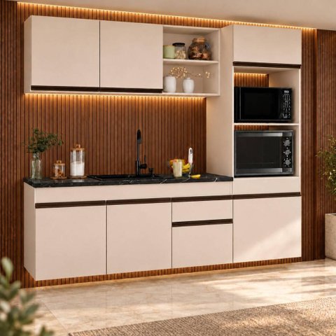 Cozinha Modulada Compacta Suspensa 211,5cm Milano Multimóveis MP2410 - Vanilla