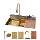 Ver imagem 1 de Cuba Gourmet Premium Inox Pia Torneira Lavador de Copos Mangueira Cozinha Monocomando Dispenser Dosa