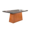 Ver imagem 1 de Conjunto: Mesa de Cozinha Luna Tampo Madeirado c/ Vidro Canto Reto 180x90cm e 6 Cadeiras Grécia