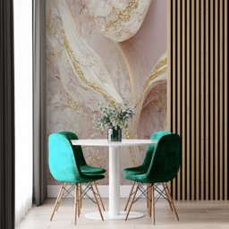 Papel de Parede Painel 3D Mármore Branco Bege Ouro 2M Auto Colante Lavável Revestimento Brilhoso - 2