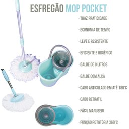 Esfregão Mop Pocket 8294 com Balde Centrífuga 8 Litros - 2