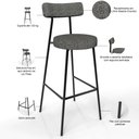 Ver imagem 4 de Kit 05 Banquetas Alta Bar Cozinha Sala de Jantar Estrutura em Aço Milão L02 Linho Mescla Chumbo -