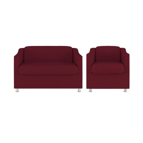 Kit Poltrona Tilla Recepção + Namoradeira Sala, Quarto Suede Marsala