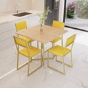 Ver imagem 4 de Conjunto Mesa de Jantar Quadrada Pinus 4 Cadeiras Estofado Riviera Industrial Dourado Don Castro Dec