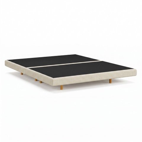 Cama Box Queen Osaka Flutuante Estilo Japonesa 158x198 Base Estofada Linho Bege - Abmaza