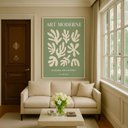 Ver imagem 1 de Quadr Canvas Matisse Fundo Verde Sálvia 90x60cm Mold Branca