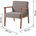 Ver imagem 3 de Poltrona Decorativa Madeira Maciça Jequitibá Assento com Persintas Elásticas e Algodão Julia