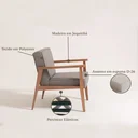 Ver imagem 4 de Poltrona Decorativa Madeira Maciça Jequitibá Assento com Persintas Elásticas e Algodão Julia