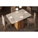 Ver imagem 3 de Mesa para Cozinha Italia com Tampo Madeirado com Vidro 120x90cm Cedro Off White Dj Móveis