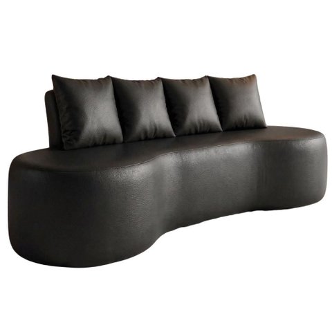 Sofa 3 Lugares Organico Ibiza 210 Cm Corino Preto Vazzano