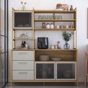 Ver imagem 1 de Armario de Cozinha 3 Gavetas P1066 150 Cm Oak Arenas Dourado Pp Milani Store