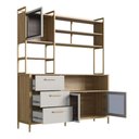 Ver imagem 3 de Armario de Cozinha 3 Gavetas P1066 150 Cm Oak Arenas Dourado Pp Milani Store