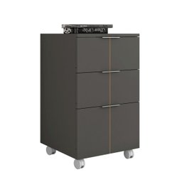 Gaveteiro para escritório com rodinhas 3 gavetas com corrediça telescópica:Chumbo - 1 Gaveteiro para escritório com rodinhas 3 gavetas com corrediça telescópica:Chumbo - 1