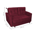 Ver imagem 2 de Sofá-Cama Verona Marrom Veludo 140x190cm com Rodízios para Sala Quarto e Visitas
