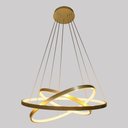Ver imagem 2 de Lustre Pendente Moderno 3 Anéis Led 60w Dourado Branco Quente Bivolt