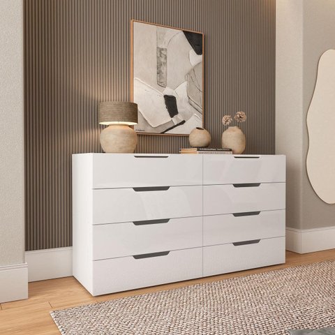 Cômoda Madri com 8 Gavetas 150x84cm Branco 250697