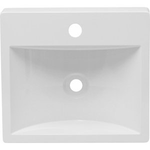 Pia Cuba Sobrepor para Banheiro de Mármore Sintético Branco Roma 41 X 36,5 Quanta Compositos Cuba So