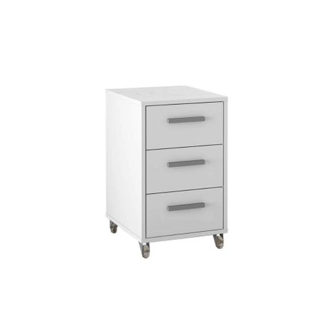 Mesa de Cabeceira Solteiro MSM 450 c/ 3 Gavetas Branco - Movelbento