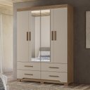 Ver imagem 2 de Guarda Roupa Casal 160cm com Espelho Cancum Carvalho/fendi Z17 - Mpozenato