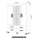 Ver imagem 4 de Guarda Roupa Casal 160cm com Espelho Cancum Carvalho/fendi Z17 - Mpozenato