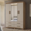 Ver imagem 1 de Guarda Roupa Casal 160cm com Espelho Cancum Carvalho/fendi Z17 - Mpozenato
